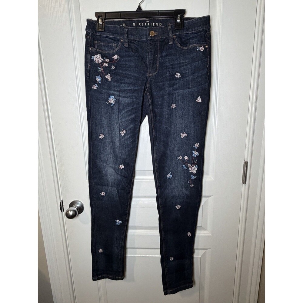 White House Black Market The Girlfriend Embroidered Skinny Jean Sz 4 L